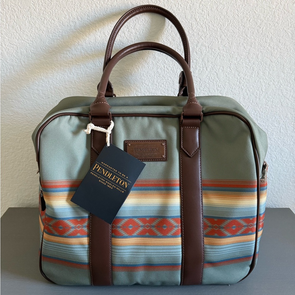 Pendleton Weekender Travel Bag Southwest Balsam Green Print Strap Luggage NWT